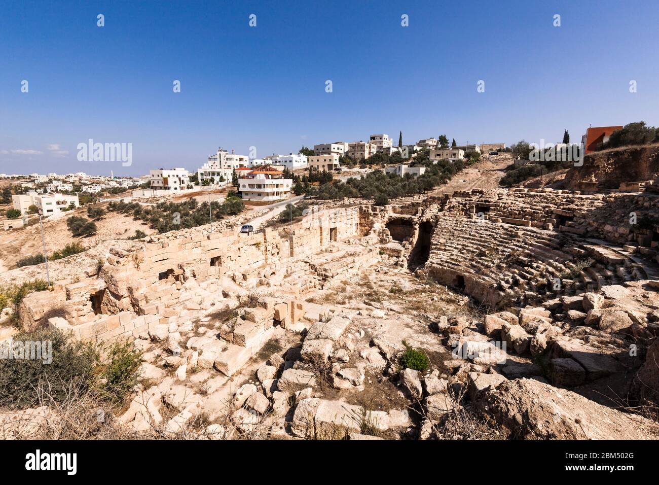 Teatro Romano di Beit Ras, Capitolias, Decapolis, Irbit, governatorato Irbid, Giordania, Medio Oriente, Asia Foto Stock