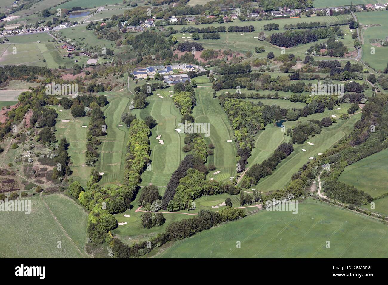 Vista aerea del campo da golf Howley Hall, Morley, West Yorkshire Foto Stock