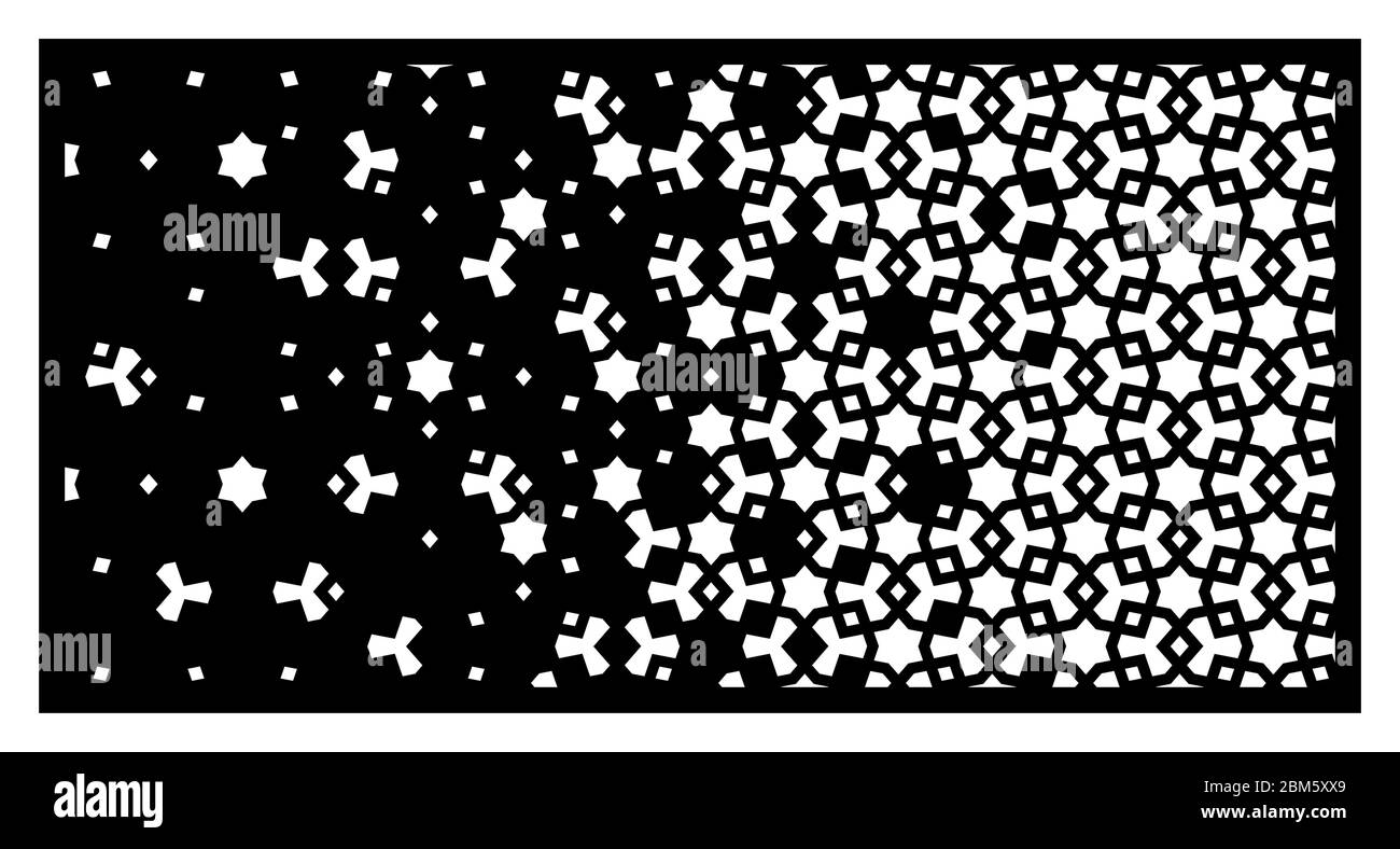 Modello laser islamico. Pannello vettoriale decorativo,schermo,foglio,divisorio,divisorio per taglio laser con disintegrazione. Modello islamico per il taglio Illustrazione Vettoriale