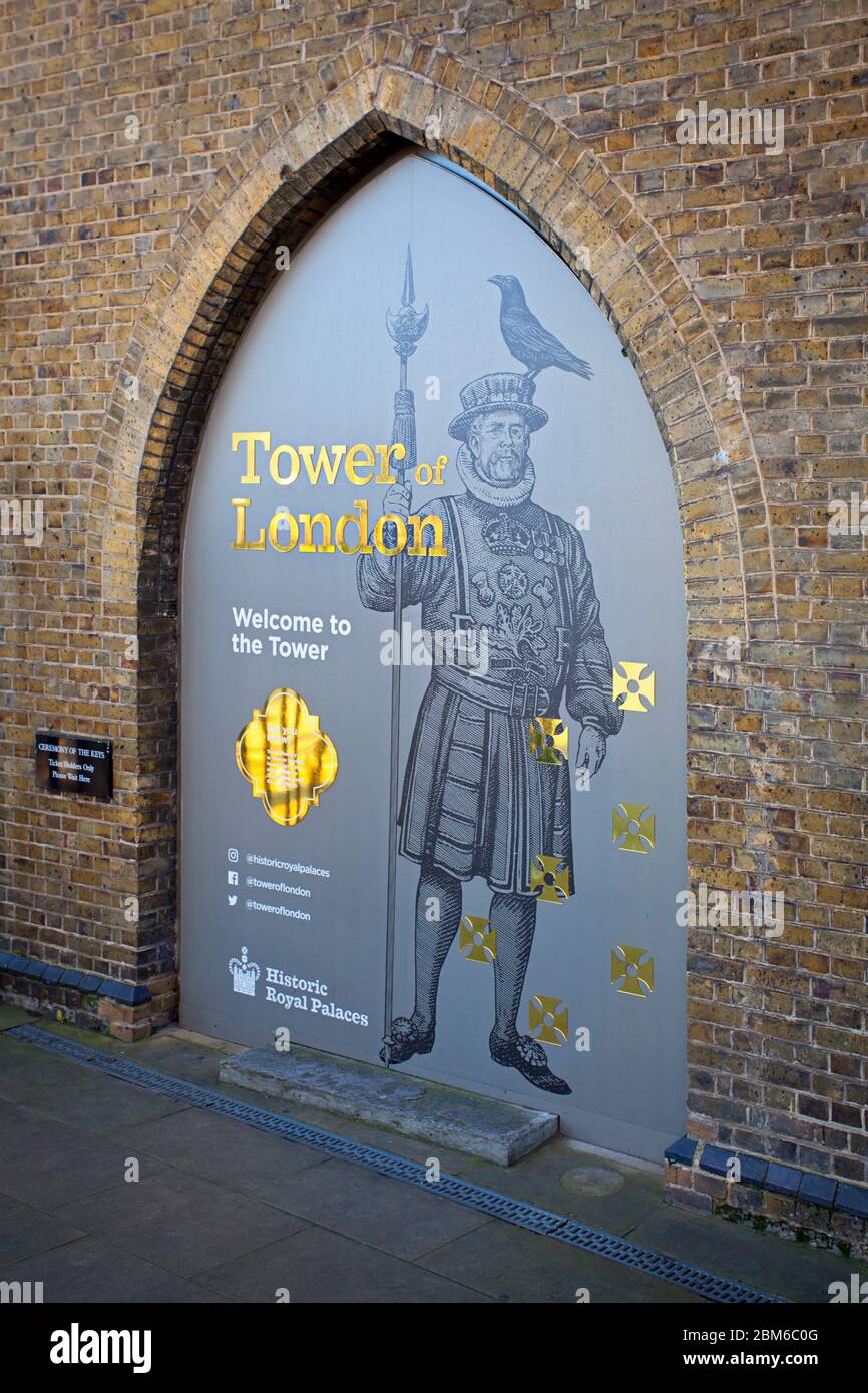 Benvenuti alla Torre di Londra Foto Stock