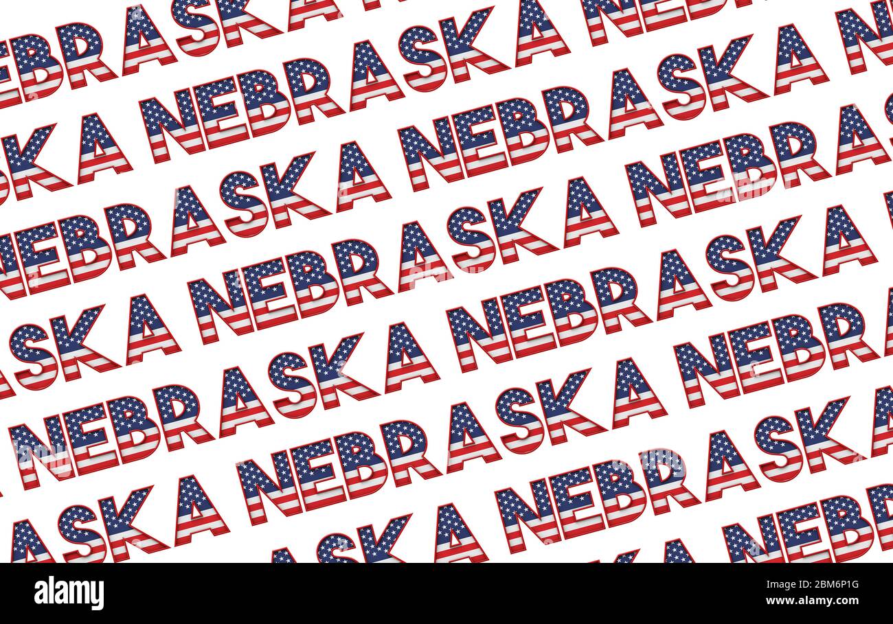 Nebraska USA state stelle e strisce di fondo. Rendering 3D Foto Stock