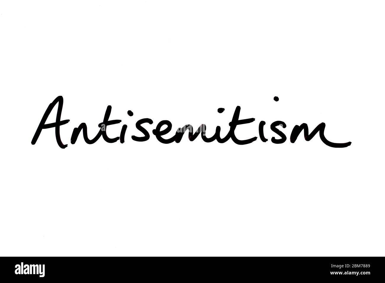 Antisemitismo scritto a mano su sfondo bianco. Foto Stock