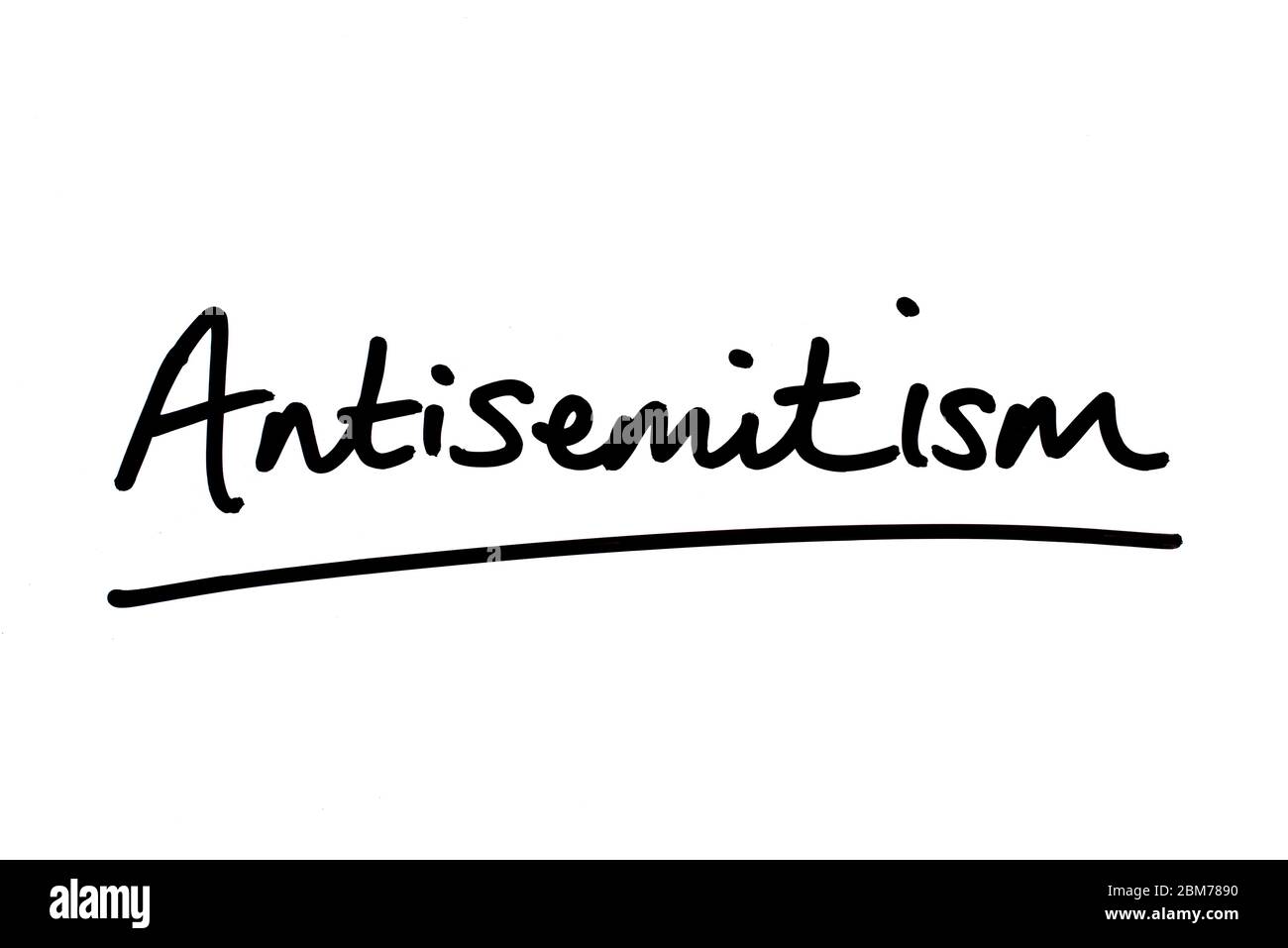 Antisemitismo scritto a mano su sfondo bianco. Foto Stock