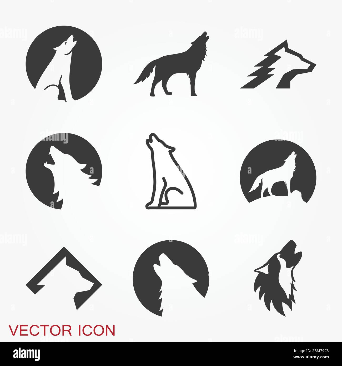 Icona Wolf Vector. Simbolo animale isolato sullo sfondo. Illustrazione Vettoriale