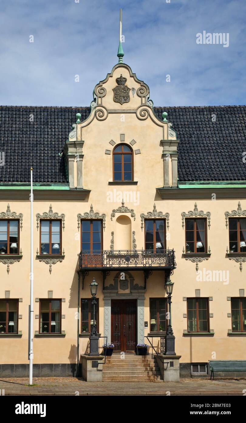 Frammento di edificio a Stortorget square a Malmo. Svezia Foto Stock