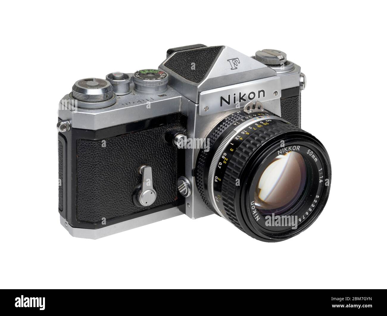 Macchina fotografica a prisma Nikon F con obiettivo 50 mm f/1.4 Foto Stock