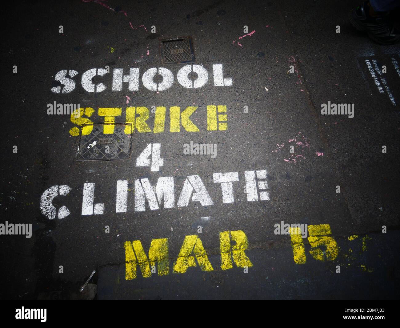 School Strike 4 Climate Graffiti, Hosier Lane, Melbourne Foto Stock