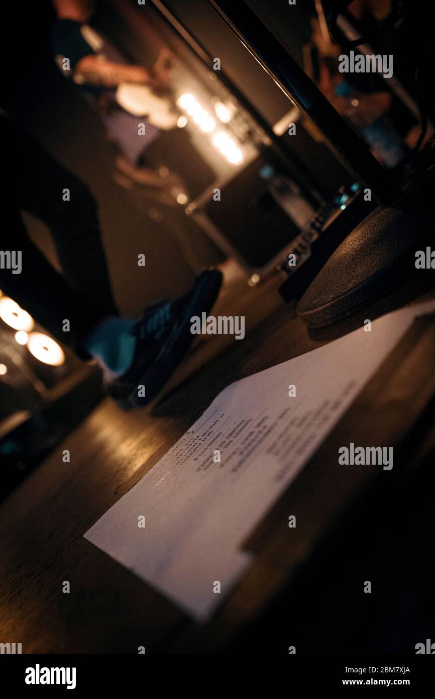setlist sul palco Foto Stock