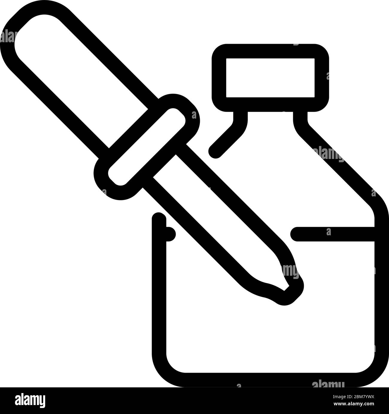 raccolta del liquido con pipetta dall'icona della provetta illustrazione del profilo vettoriale Illustrazione Vettoriale