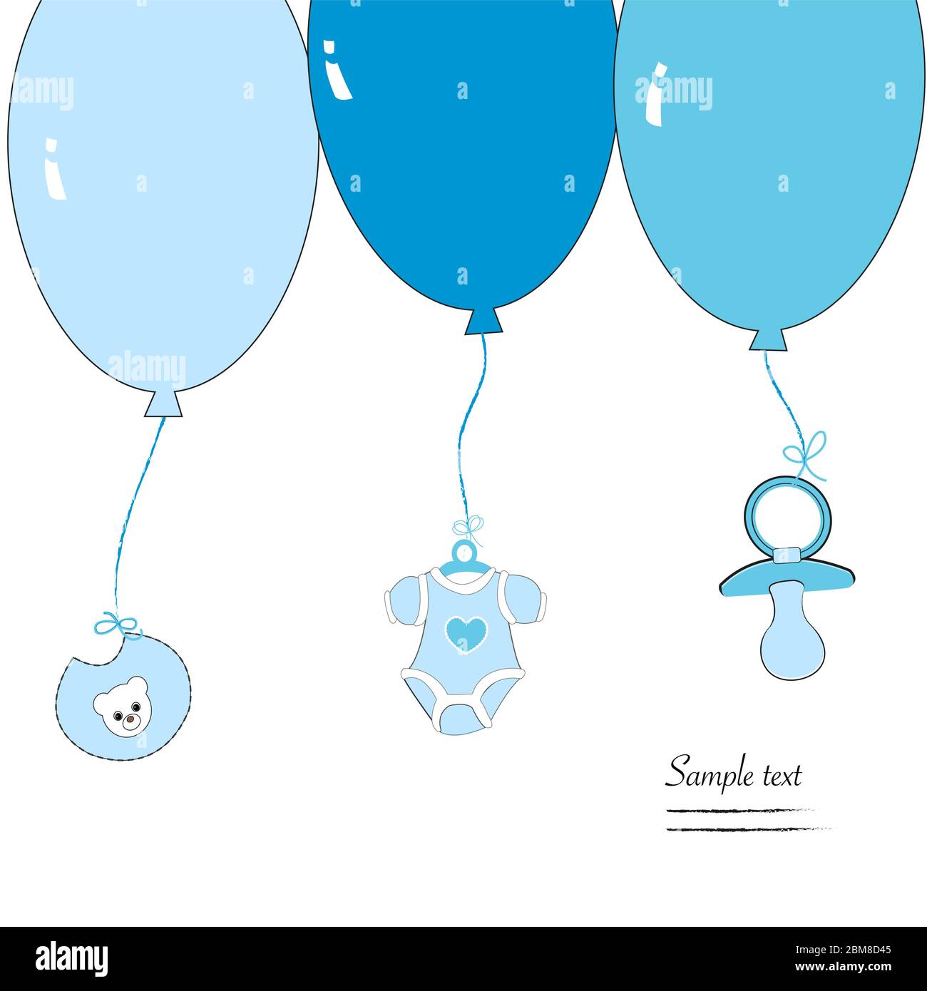 Appendere i simboli di abbigliamento del bambino con i balloni Illustrazione Vettoriale