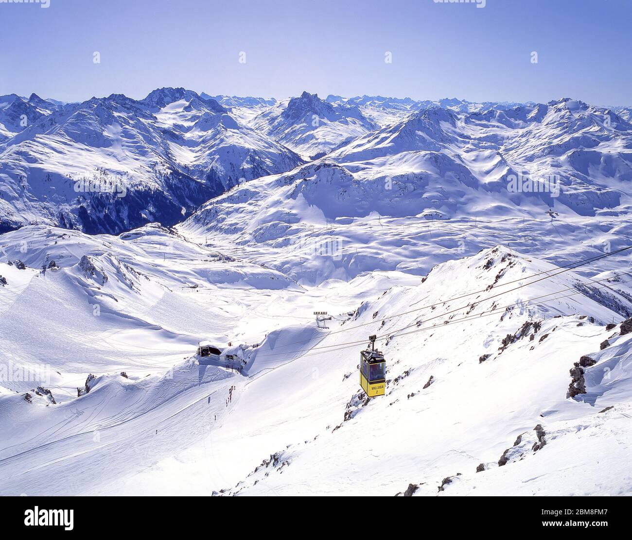 Funivia per la stazione di Valuga, St.Anton (Sankt Anton am Arlberg), Tirolo, Austria Foto Stock