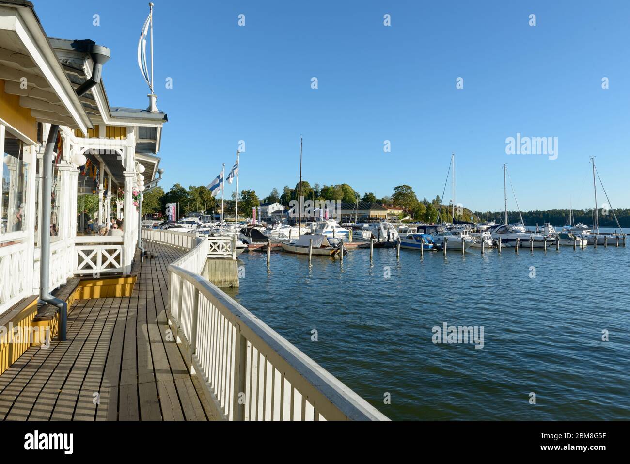 Splendido scenario del porto e del mare in Finlandia Foto Stock