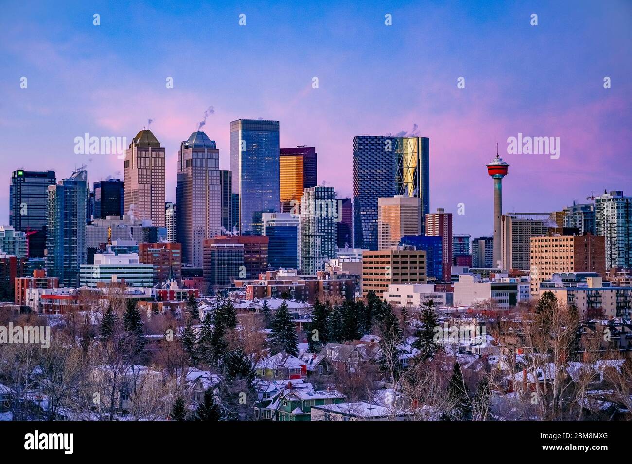 Skyline del centro di Calgary, Alberta, Canada Foto Stock