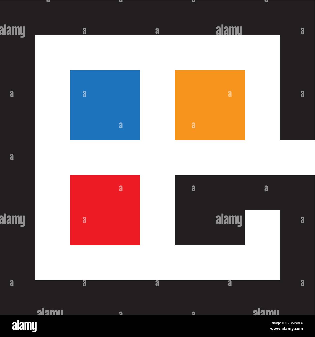 vettore di logo geometrico legato alla finestra quadrata della lettera astratta Illustrazione Vettoriale