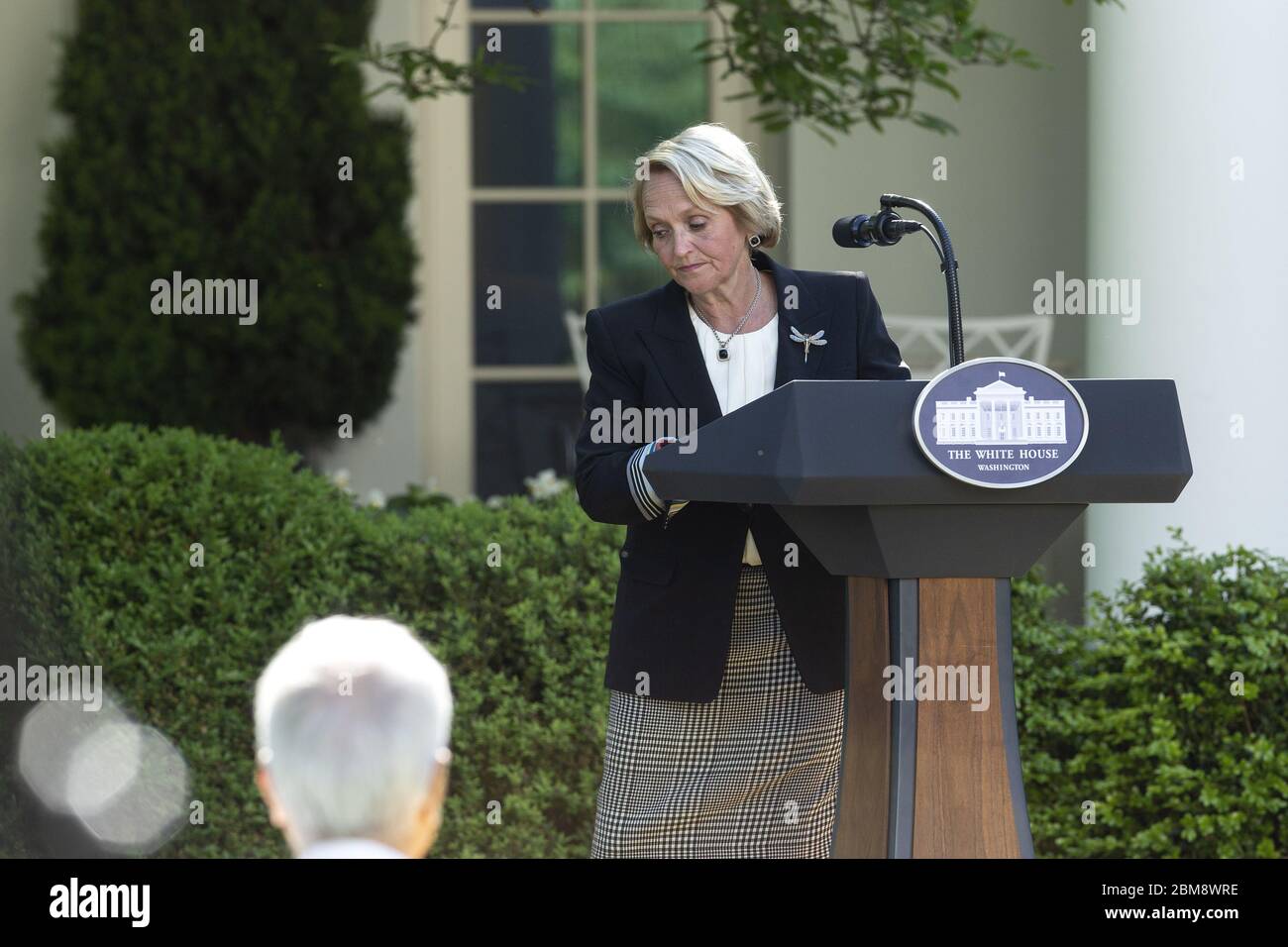 Washington, Stati Uniti. 7 maggio 2020. Suor Debbie Marriott Harrison, Washington, DC Public Affairs Advisory Council of the Church of Jesus Christ of Latter Day Saints, parla alla Giornata Nazionale di preghiera alla Casa Bianca di Washington DC il 7 maggio 2020. Foto di Stefani Reynolds/UPI Credit: UPI/Alamy Live News Foto Stock