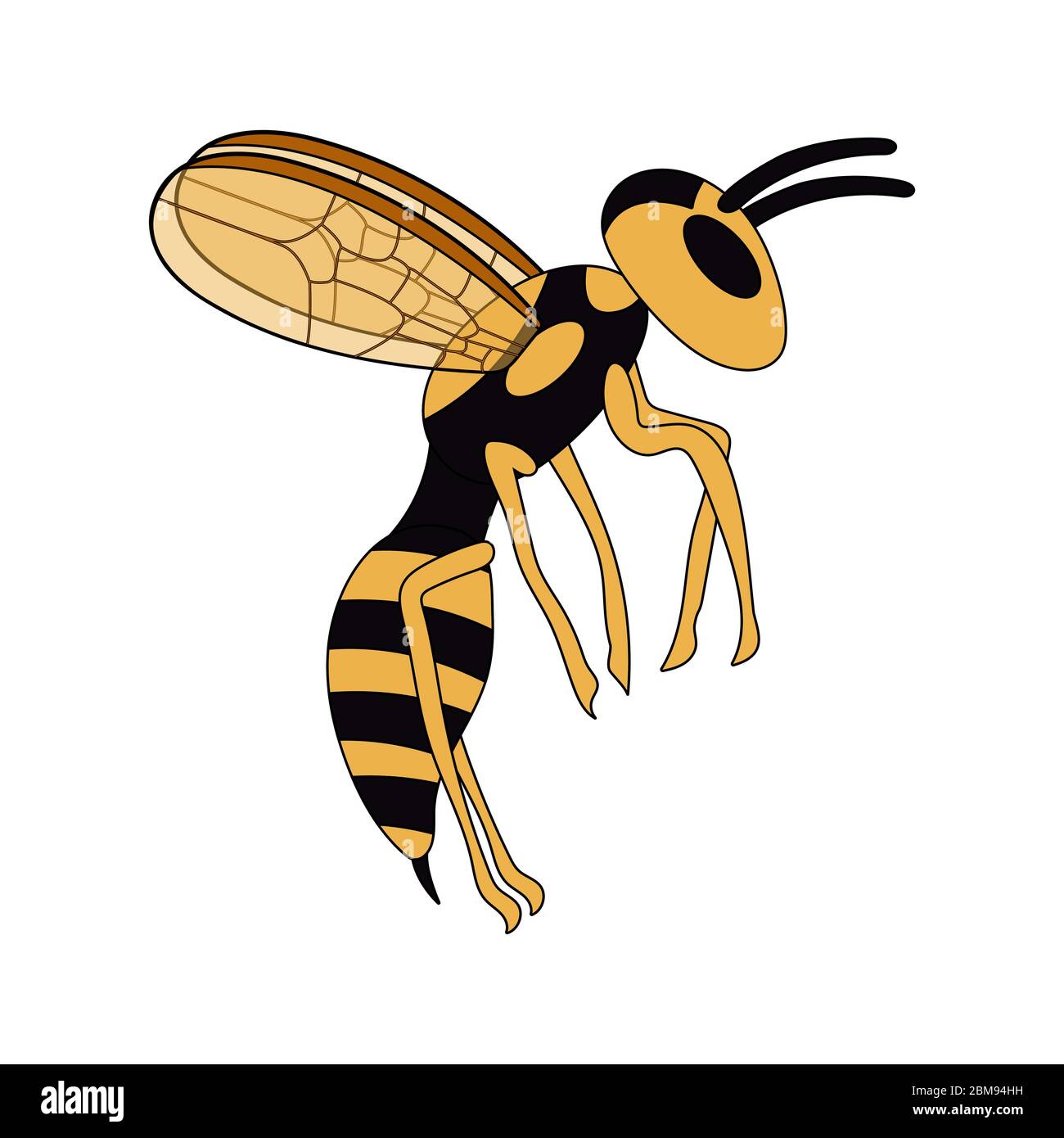 cartoon volanti wasp. sfondo bianco isolato illustrazione vettoriale Illustrazione Vettoriale