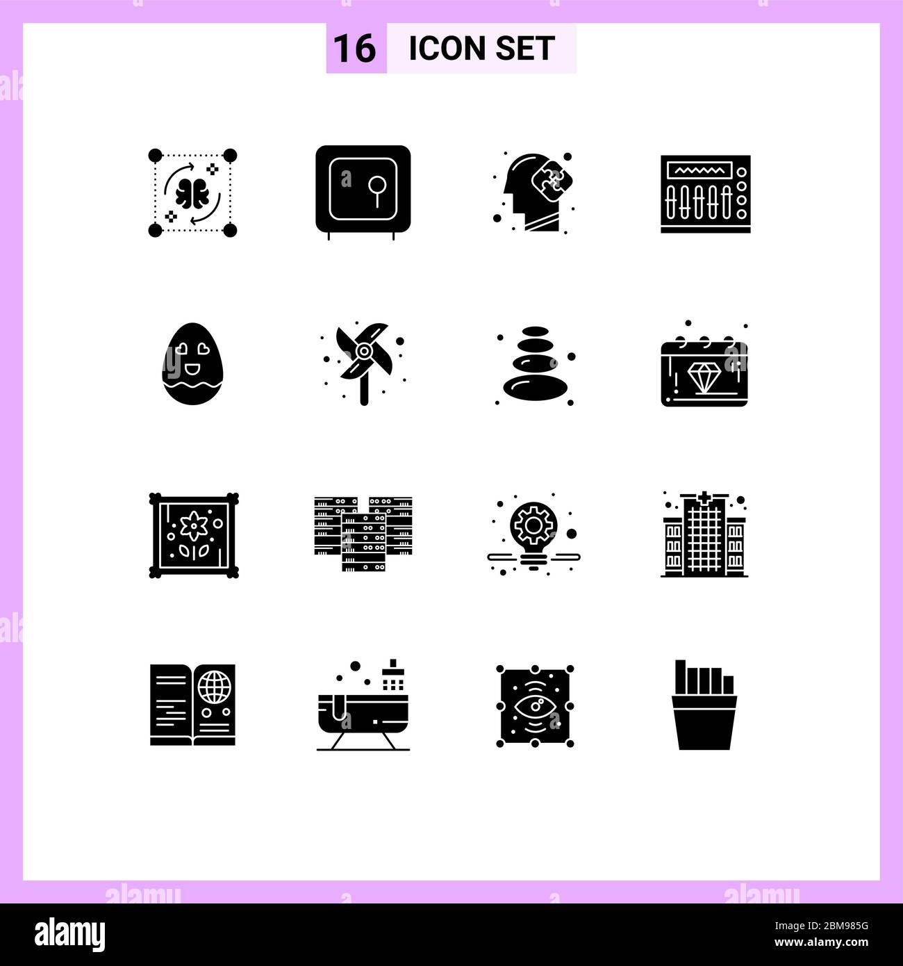 Universal Icon Symbols Gruppo di 16 moderni Solid Glyphs di partito, notte, denaro, mixer, soluzione elementi Editable Vector Design Illustrazione Vettoriale