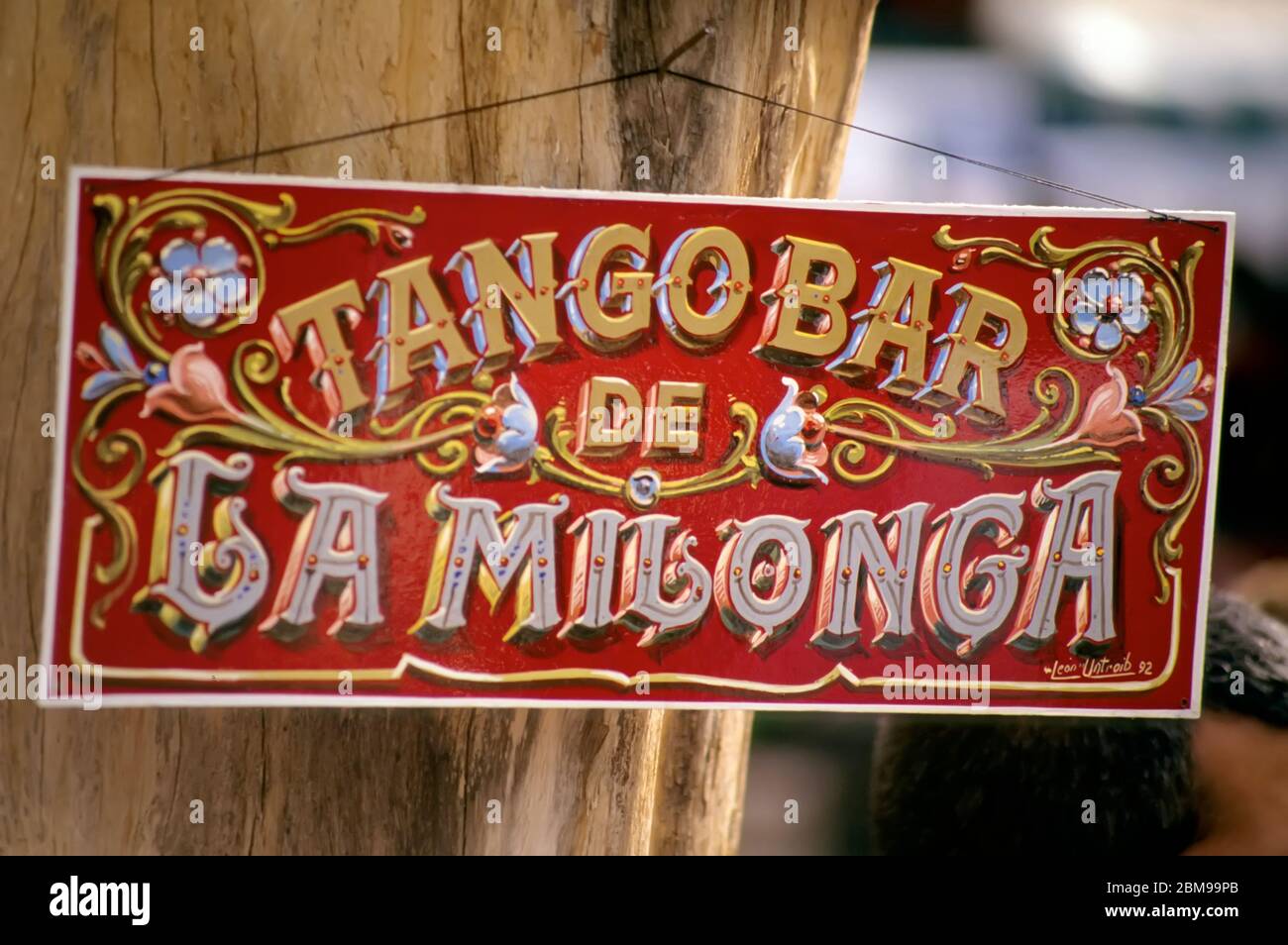 Filleteado Tango Bar segno Buenos Aires, Argentina Foto Stock