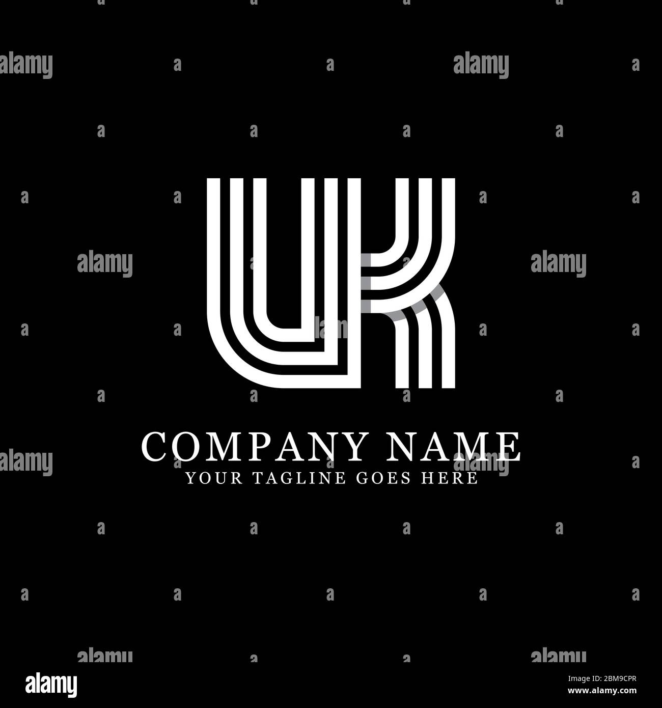 Vettore di disegno del logo del Regno Unito del monogramma creativo, ispirazione iniziale del logo del nome Illustrazione Vettoriale