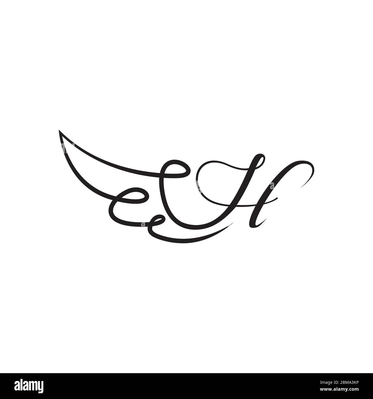 Ala H scritta elegante design elegante e lussuoso logo Illustrazione Vettoriale