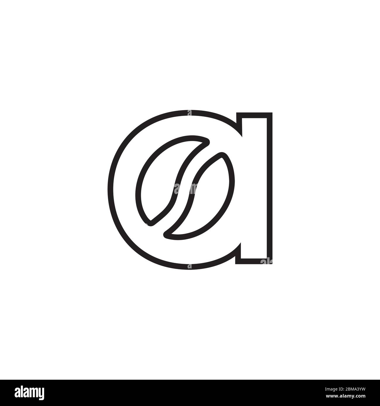 Lowercase UNA lettera linee caffè bean logo design concetto Illustrazione Vettoriale