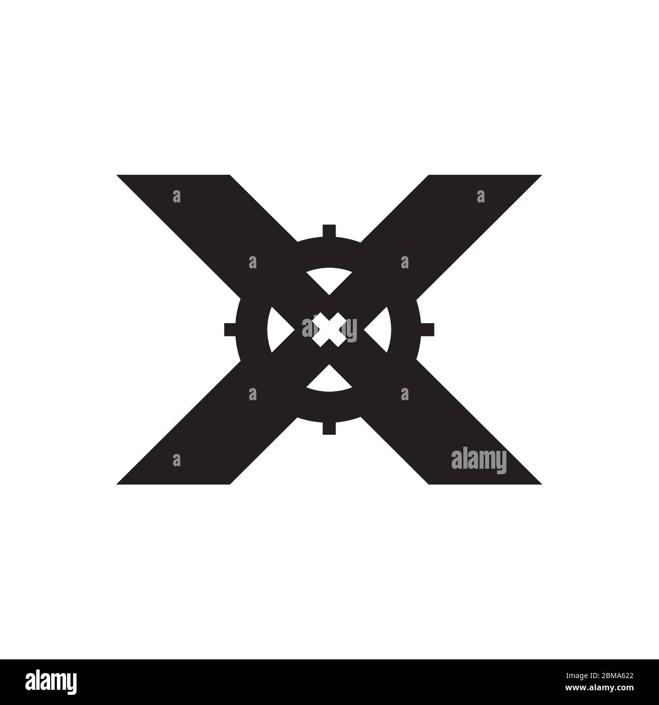 X concetto di design del logo della lettera di destinazione Illustrazione Vettoriale