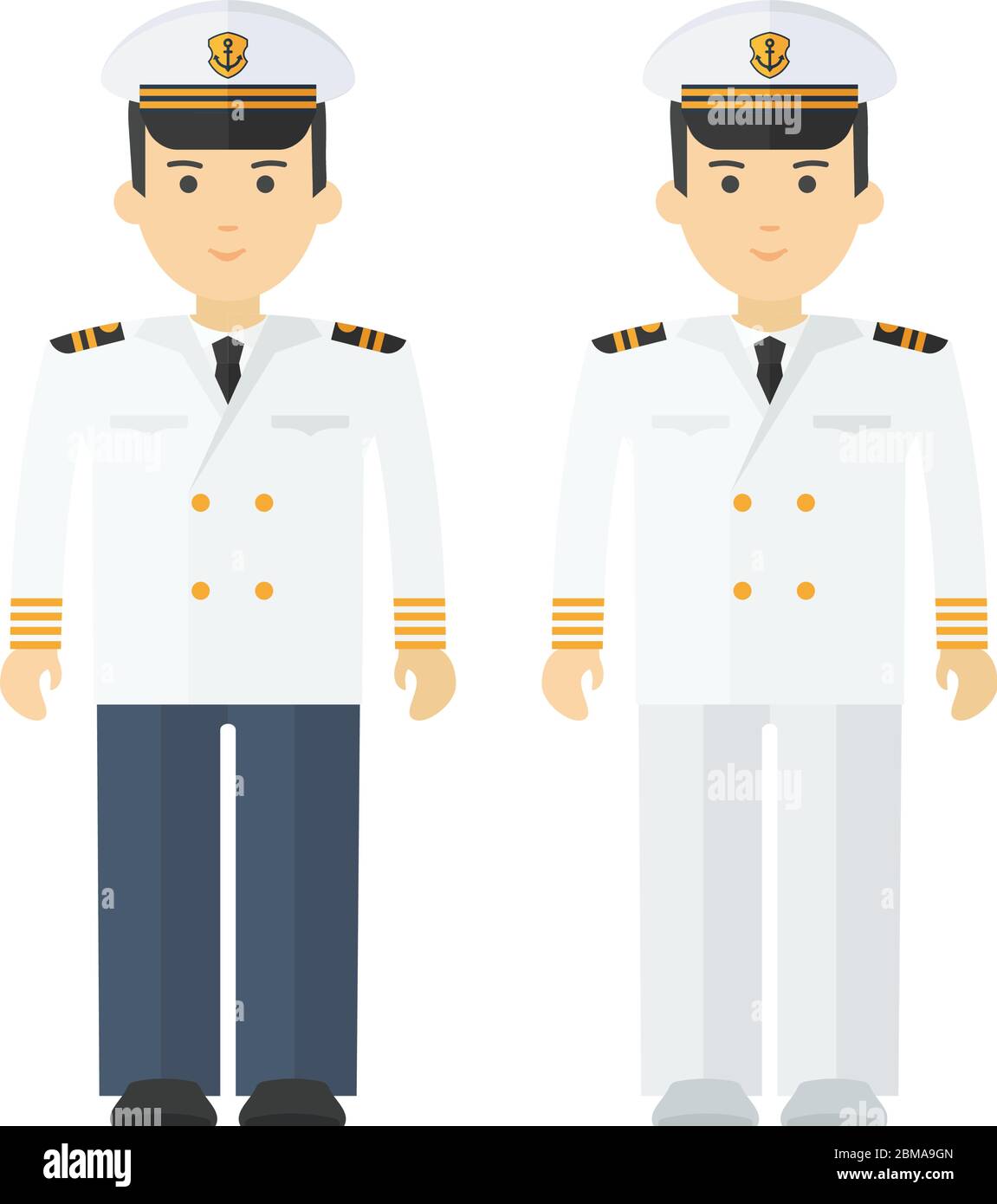 Ufficiale militare navale in abito pieno. Illustrazione di cartoni animati vettoriali piatti. Illustrazione Vettoriale