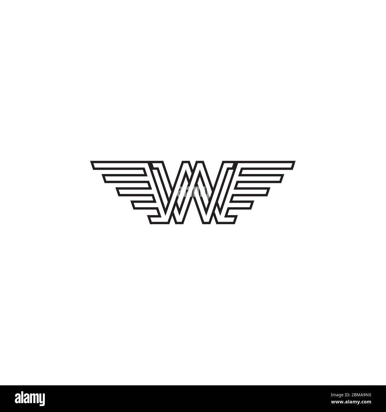 W / W Wings lettera linee design logo concept Illustrazione Vettoriale