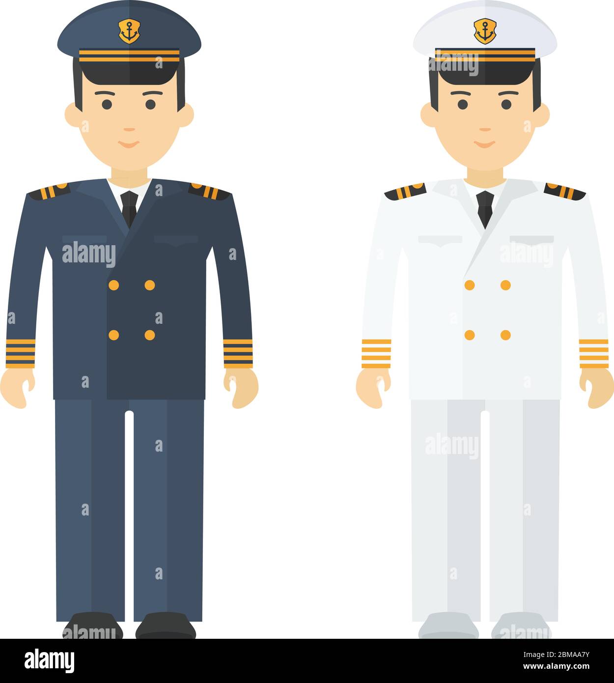 Ufficiale militare navale in abito pieno. Illustrazione di cartoni animati vettoriali piatti. Illustrazione Vettoriale