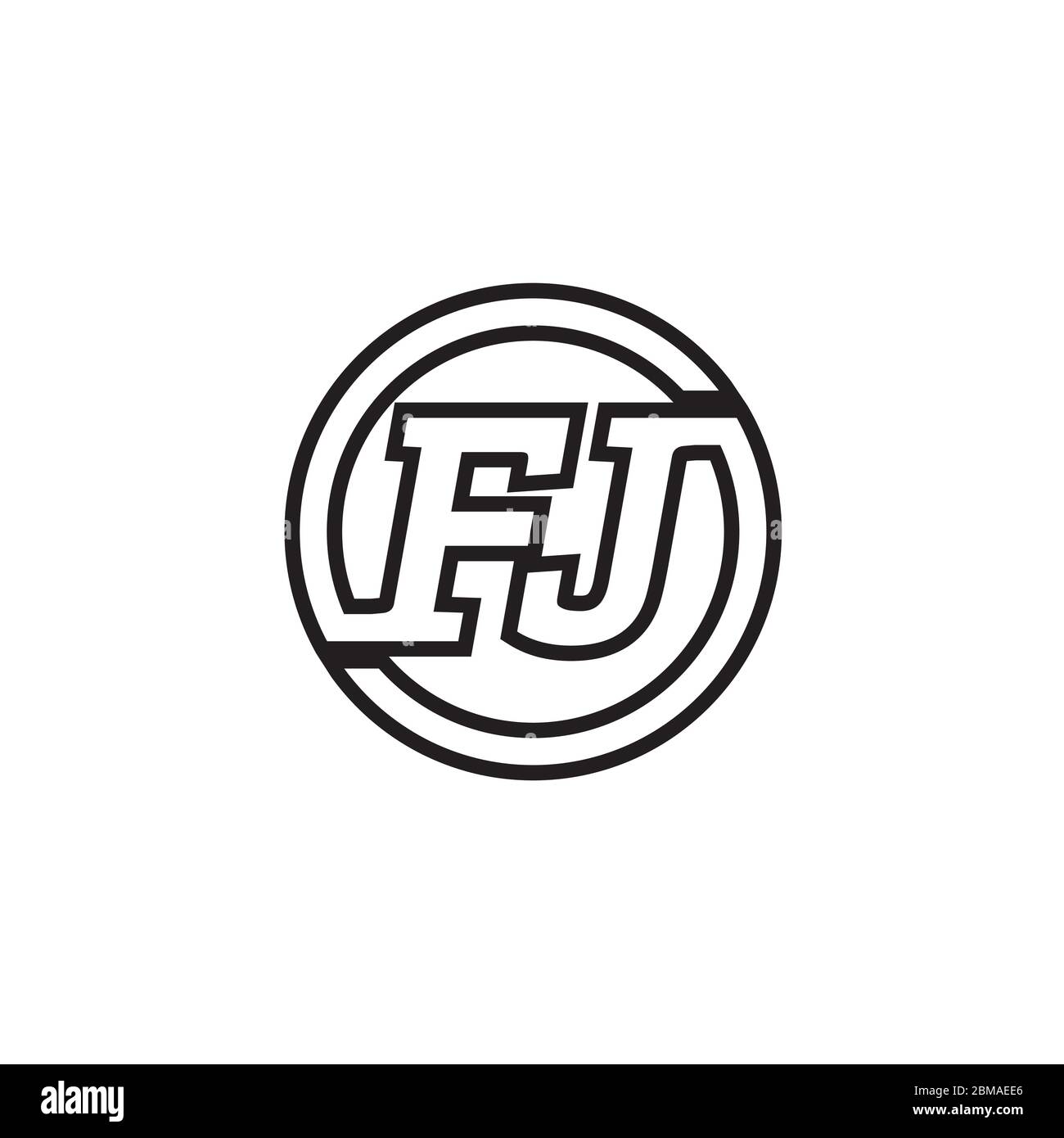 F J cerchio linee lettera logo vettore di disegno Illustrazione Vettoriale