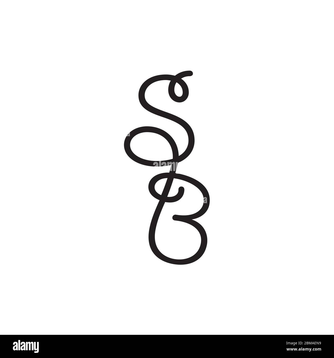 S B script decorativo logo vettore di design Illustrazione Vettoriale