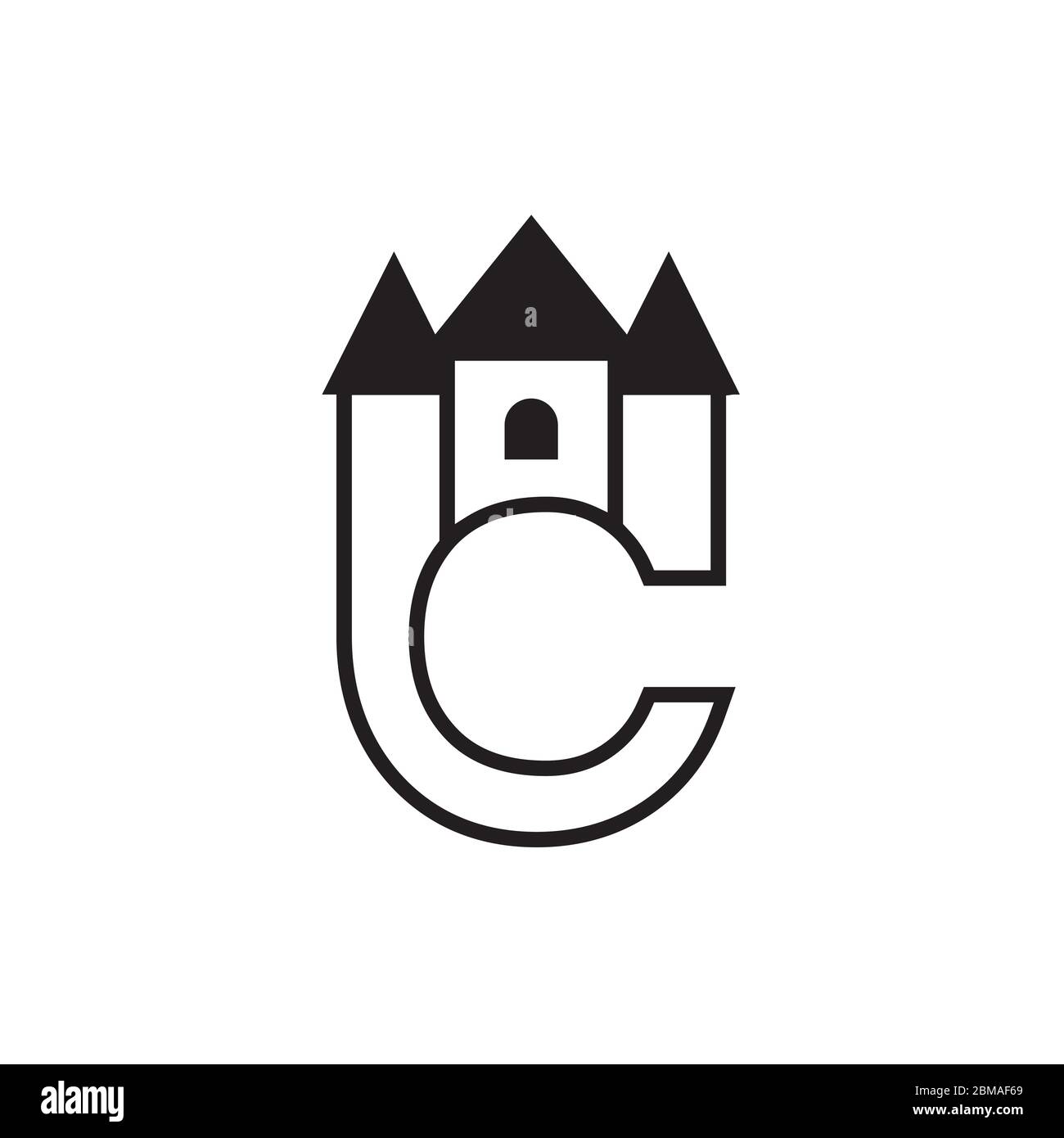 C castello lettera logo vettore di disegno Illustrazione Vettoriale