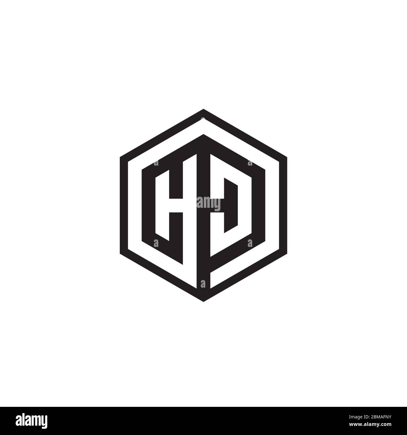 Design del logo H D con lettera esagonale Illustrazione Vettoriale