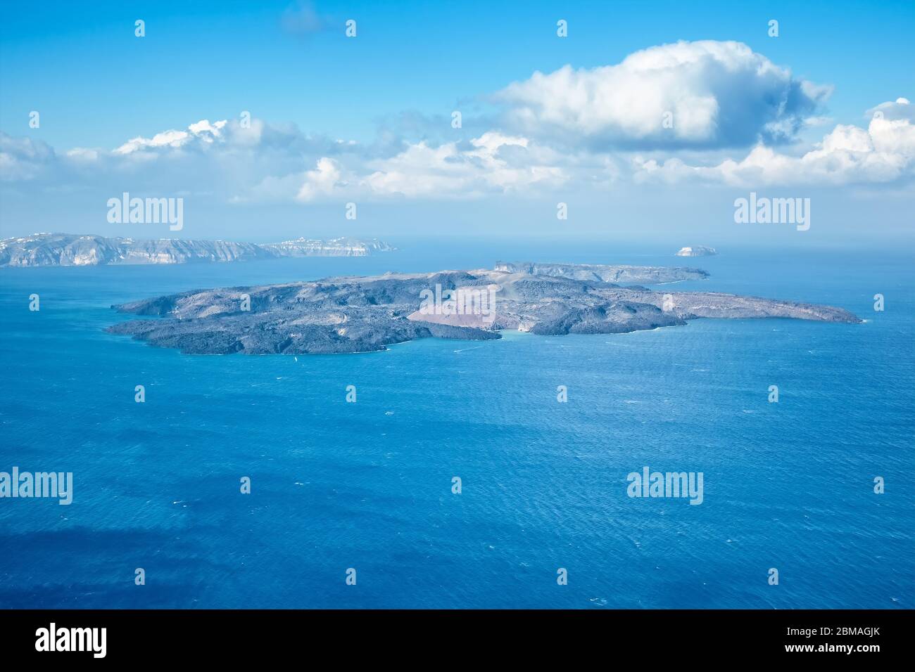 Vista di Nea Kameni, Grecia, Cicladi, Santorin Foto Stock