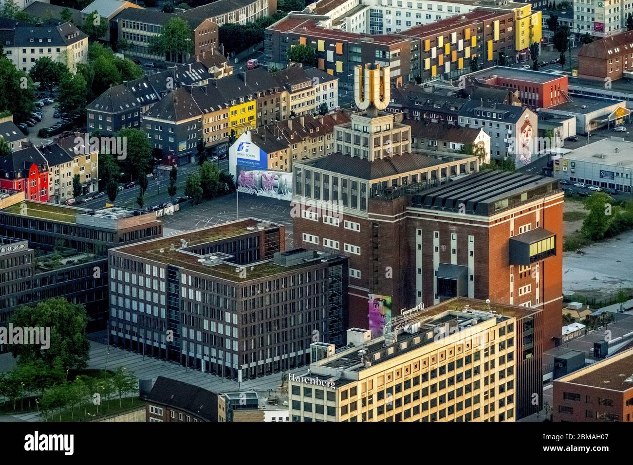 , Landmark Dortmund U nel centro della città di Dortmund, 27.05.2017, vista aerea, Germania, Renania settentrionale-Vestfalia, Ruhr Area, Dortmund Foto Stock