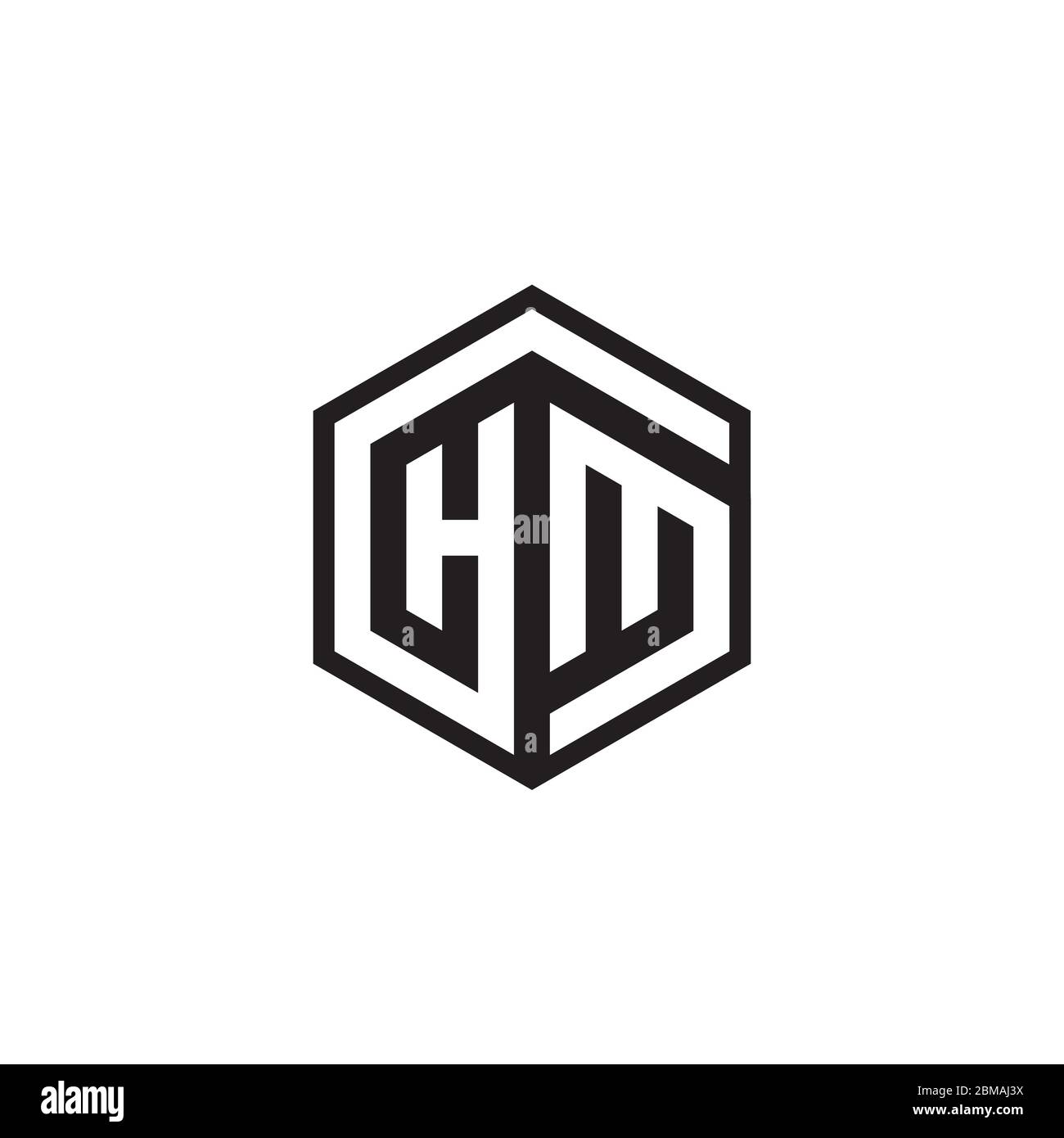 Design del logo H M con lettera esagonale Illustrazione Vettoriale