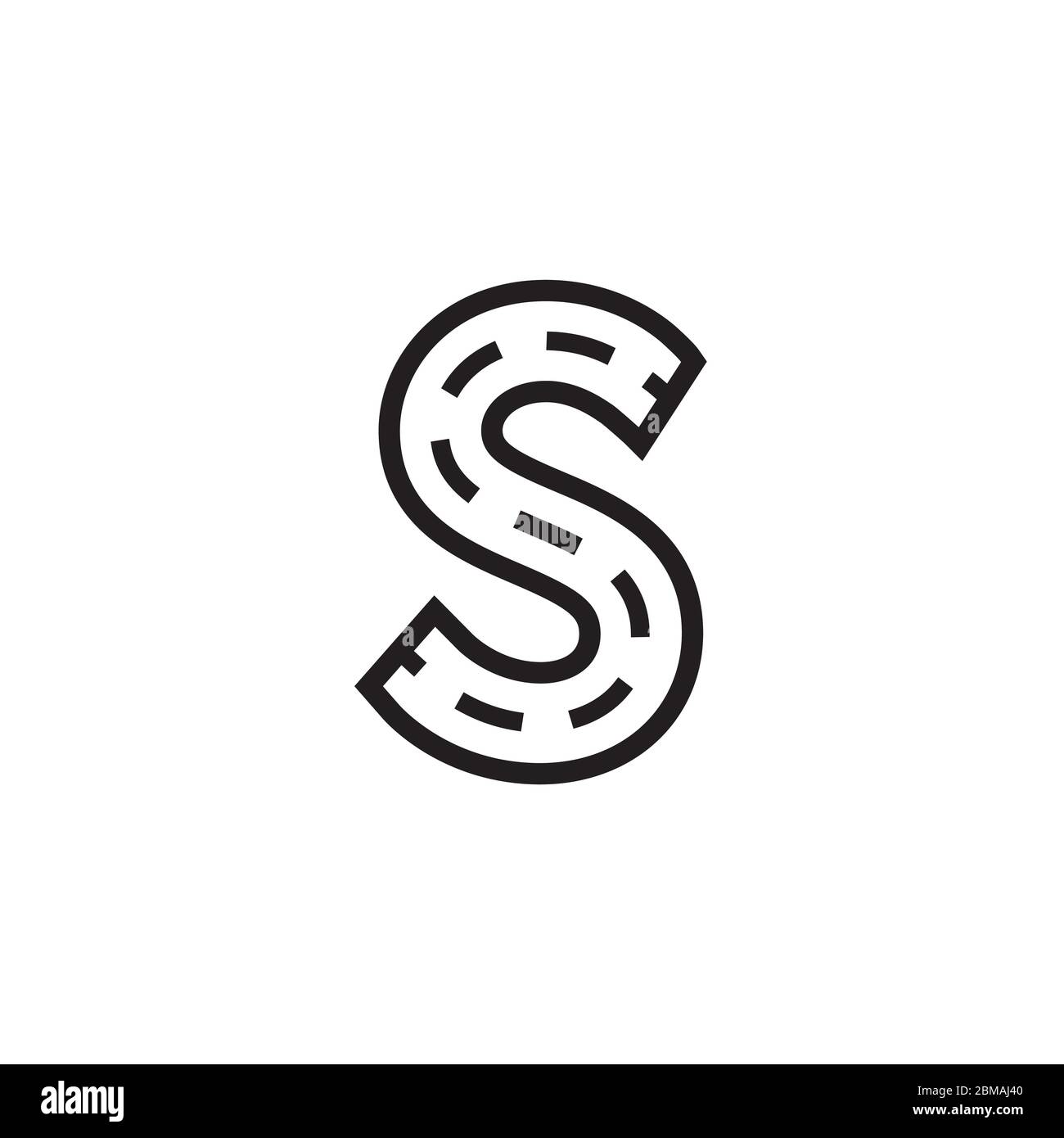 strada strada tratteggiato linee lettera S vettore Illustrazione Vettoriale