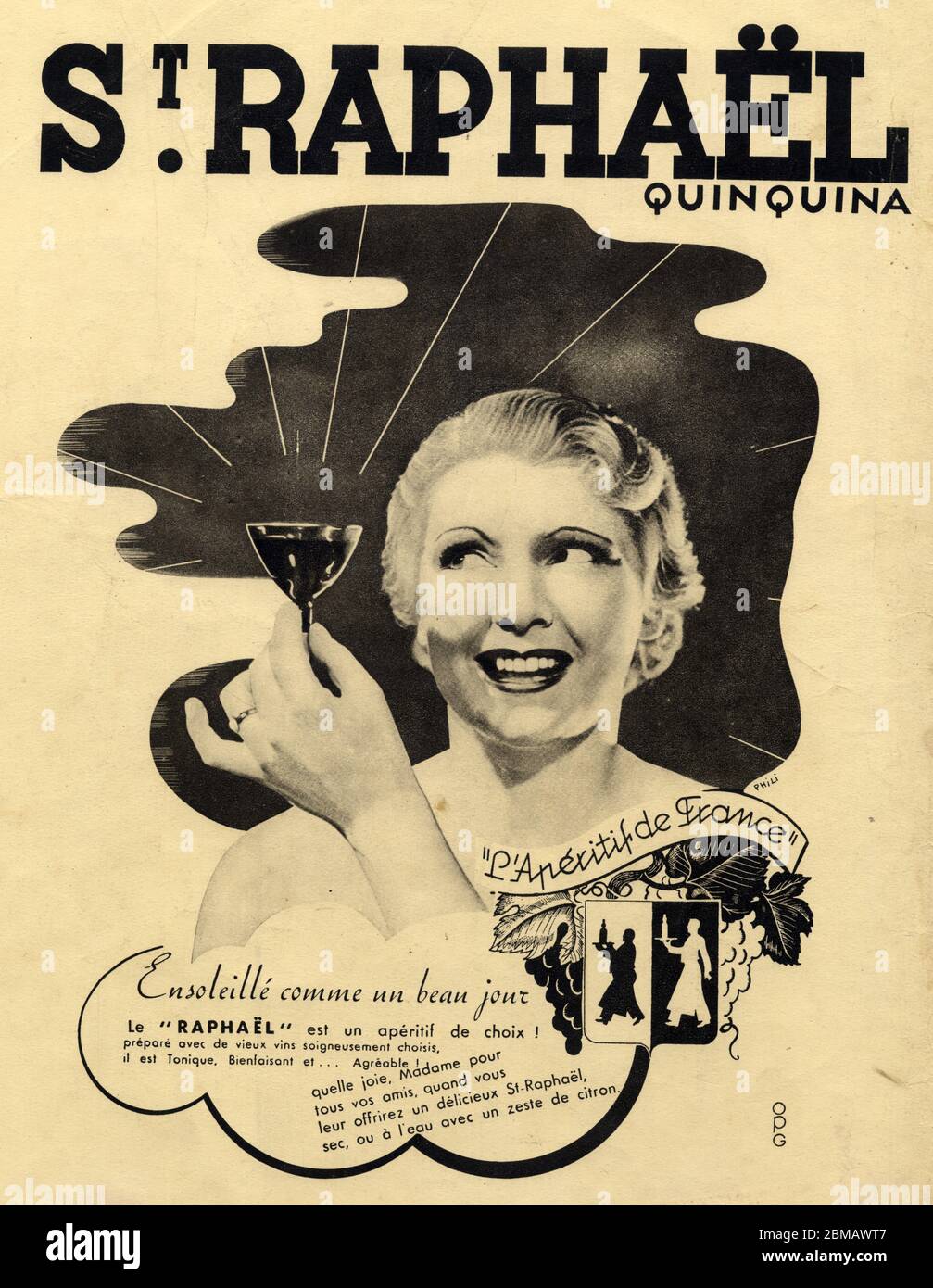 Publicité ancienne. St. Raphael Quinquina. 1937 Foto Stock