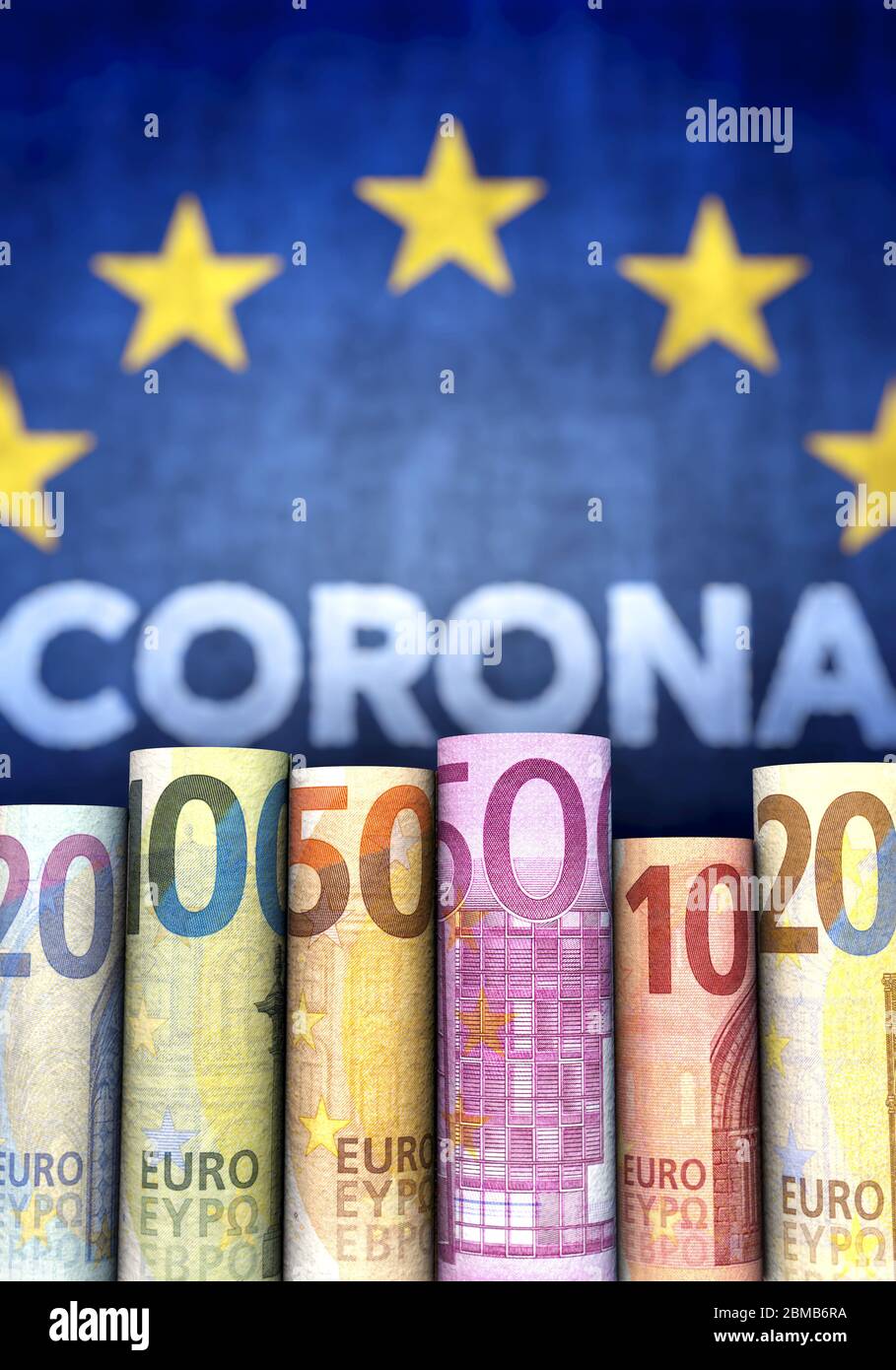 Corona, Coronavirus, Kosten, Europa, UE, Geld, Virus, Wirtschaft, Euro, Folgekosten, Covid 19, Corona-Virus, Gelder, Covid-19, Epidemie, Krise, Eurozo Foto Stock