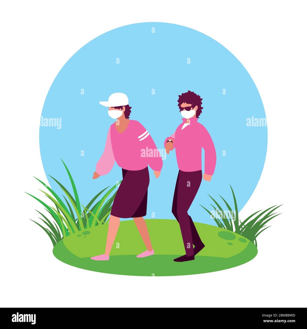 Avatar uomo con maschere fuori dal disegno del tema del virus Covid 19 illustrazione vettoriale Illustrazione Vettoriale