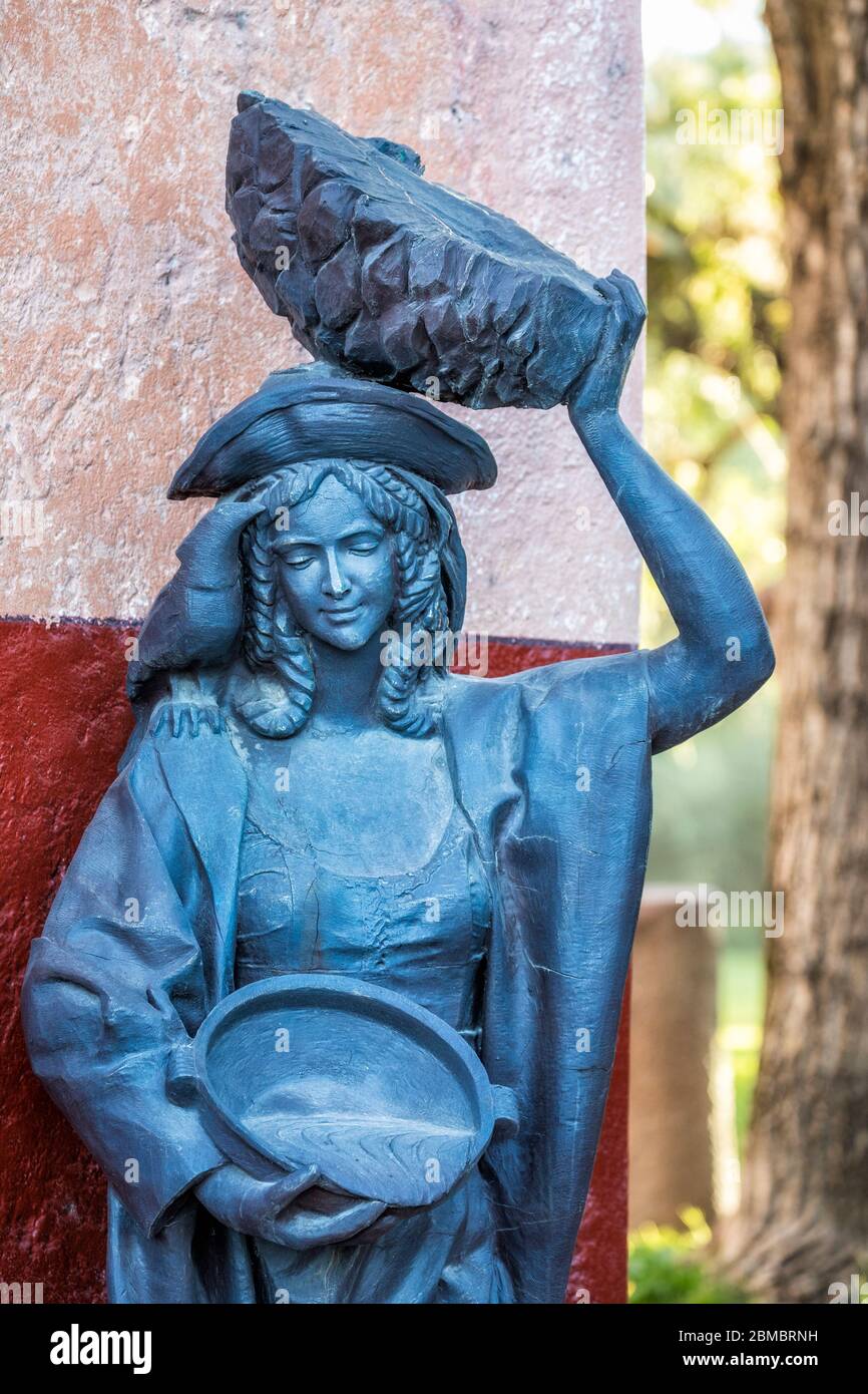 Una scultura di Carlos Terres presso l'Hacienda Sepulveda a Lagos de Moreno, Jalisco, Messico. Foto Stock
