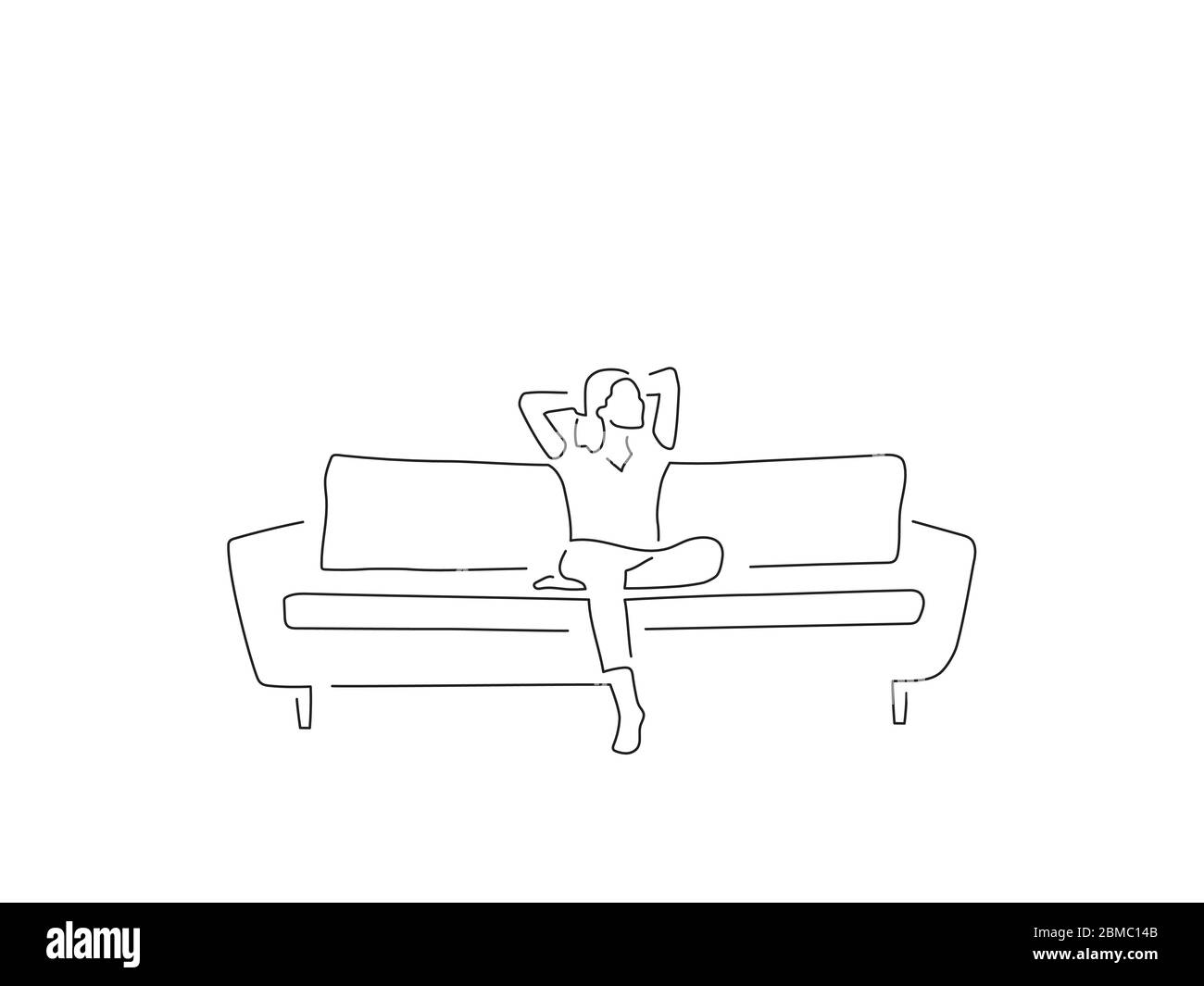 Persone a casa disegno linea isolato, disegno di illustrazione vettoriale. Illustrazione Vettoriale