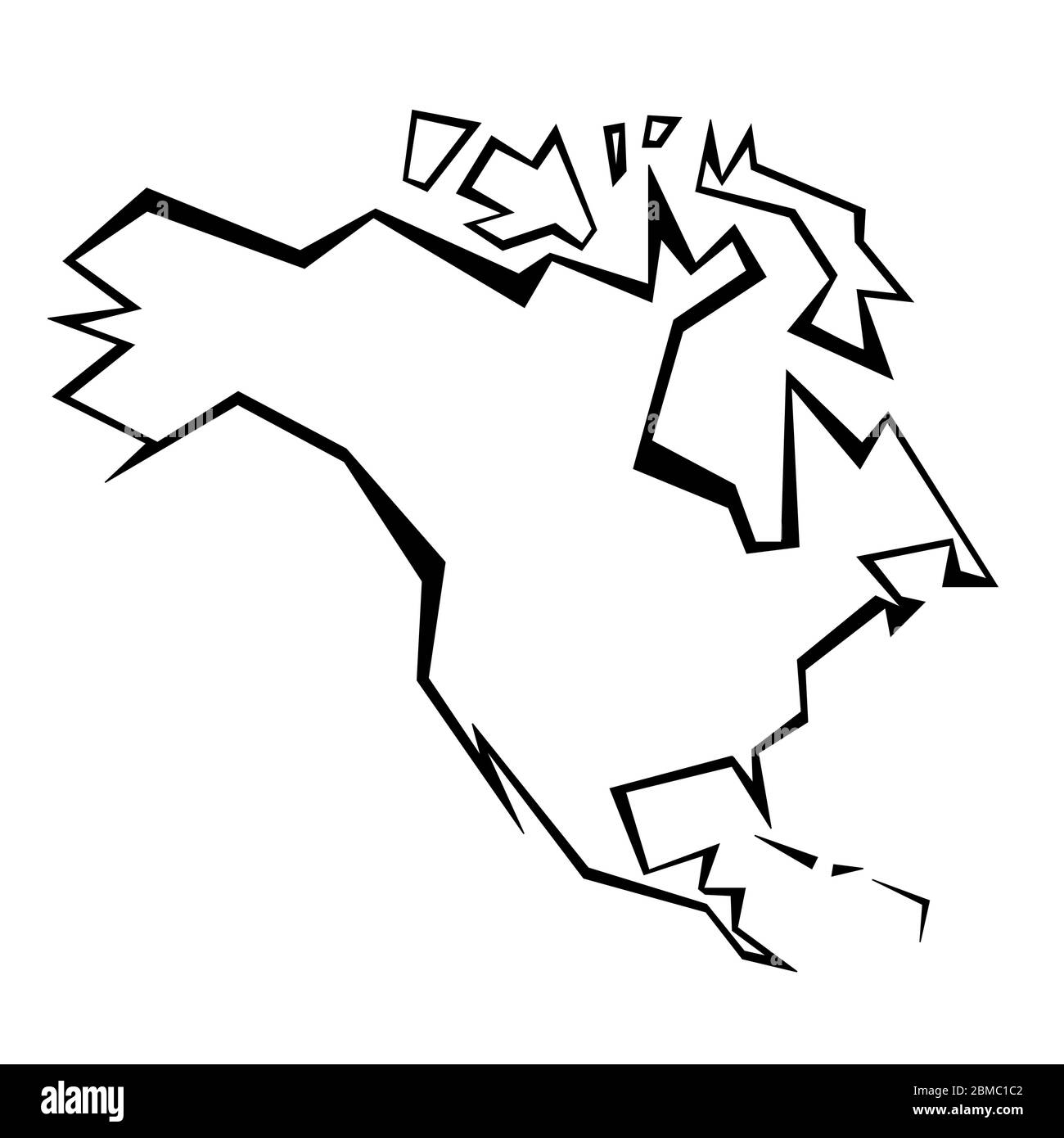 Mappa del Nord America contorno - forma del continente netto vettore di stile geometrico poligonale. Illustrazione Vettoriale