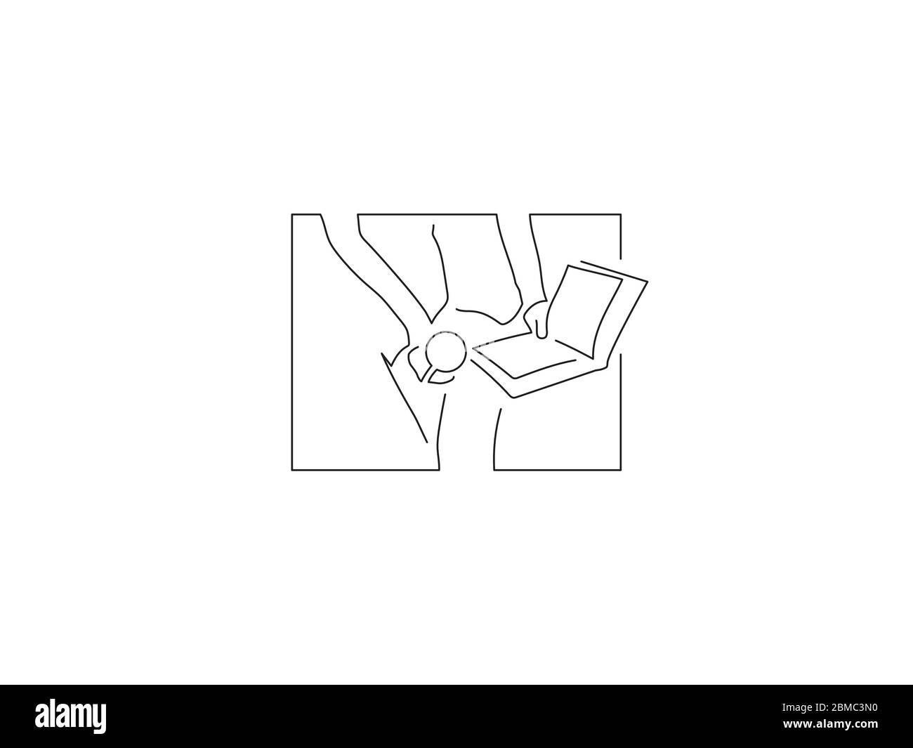 Persone a casa disegno linea isolato, disegno di illustrazione vettoriale. Illustrazione Vettoriale