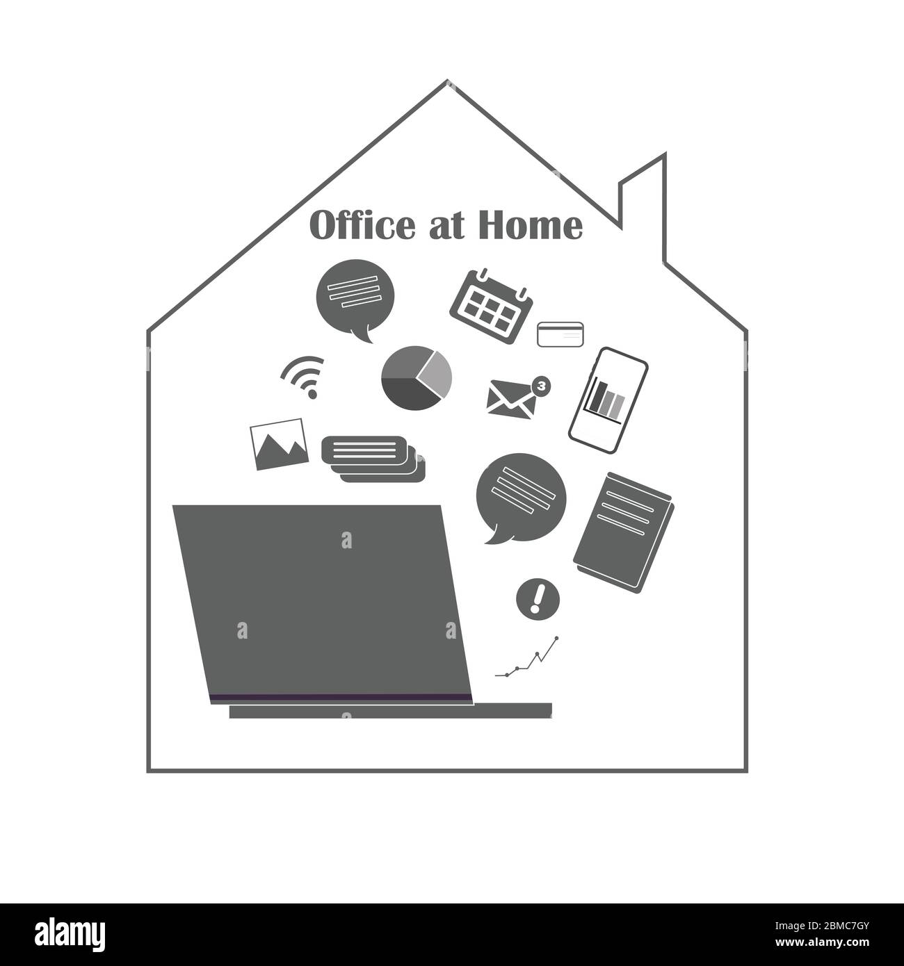 Lavoro remoto - icona vettoriale piatta. Lavoro freelance, lavoro online Illustrazione Vettoriale