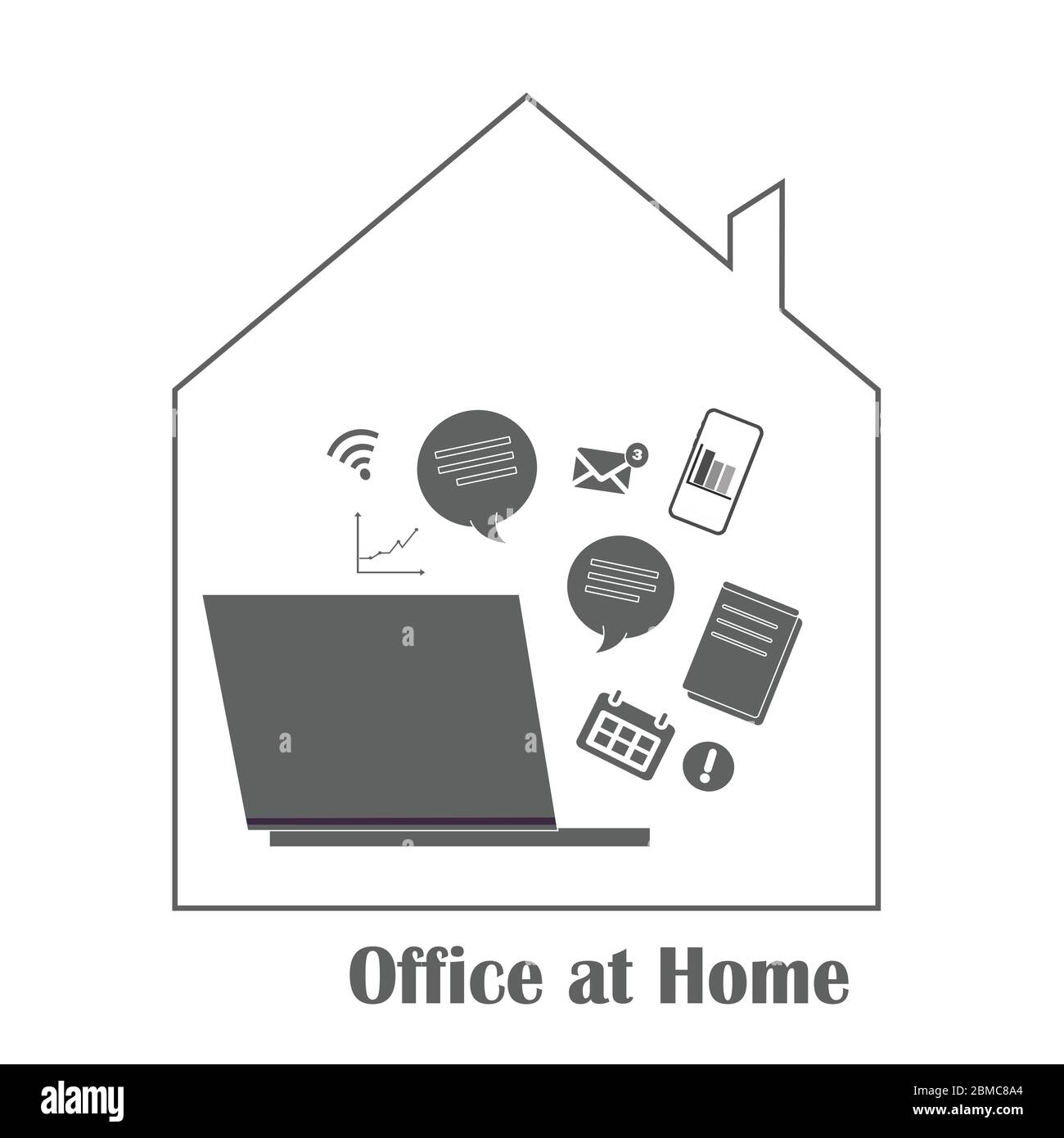 Lavoro remoto da qualsiasi parte del mondo, lavoro online a casa. Autoisolamento, lavoro freelance Illustrazione Vettoriale