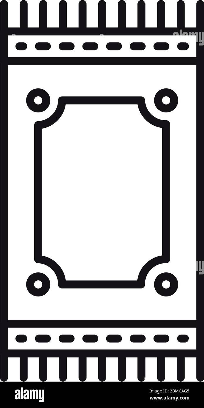 Concetto EID mubarak, tappeto di preghiera su sfondo bianco, stile linea, illustrazione vettoriale Illustrazione Vettoriale