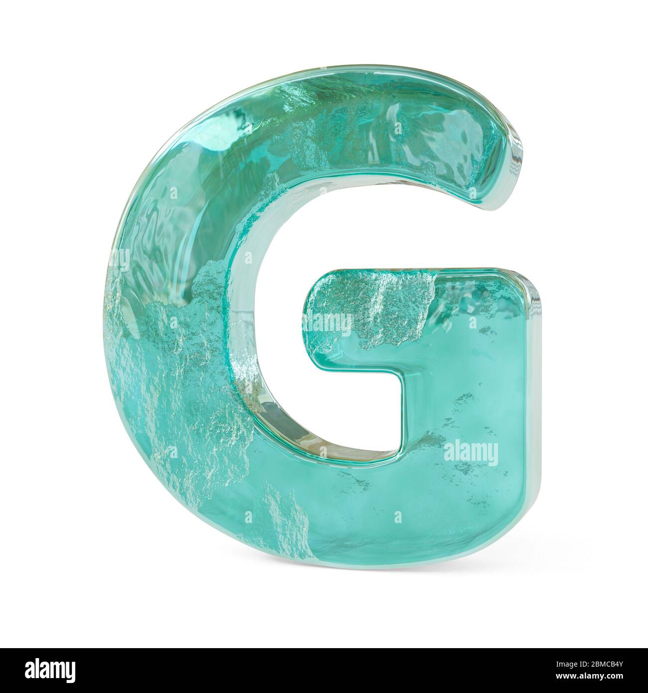 Lettere ghiacciate realistiche isolate su sfondo bianco. immagine 3d Foto Stock