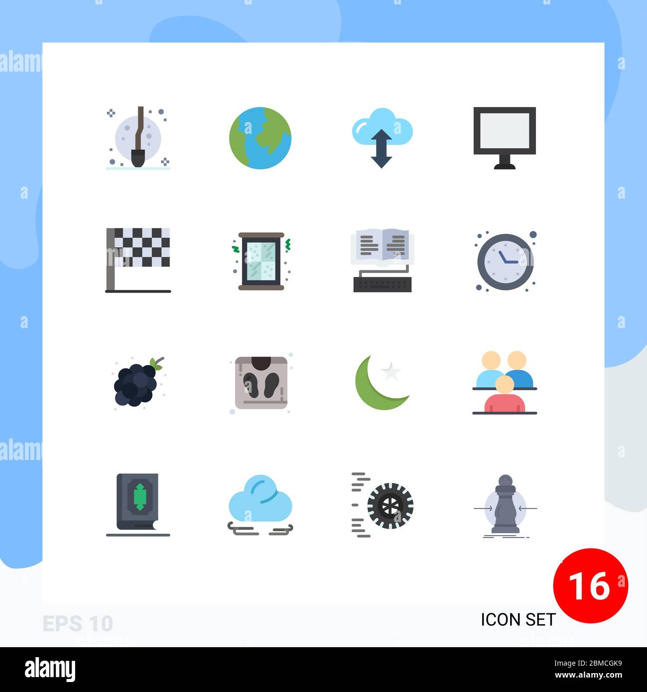 Pacchetto icone vettoriale di 16 simboli e insegne per finestre, natale, up, sport, Screen Editable Pack di elementi Creative Vector Design Illustrazione Vettoriale