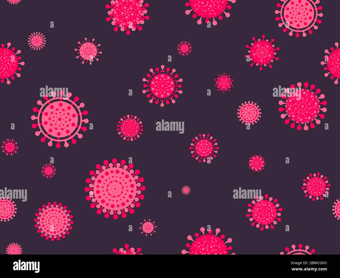 Cellule virali senza saldatura, malattia di Coronavirus COVID-19. Pandemia di coronavirus. Illustrazione vettoriale Illustrazione Vettoriale